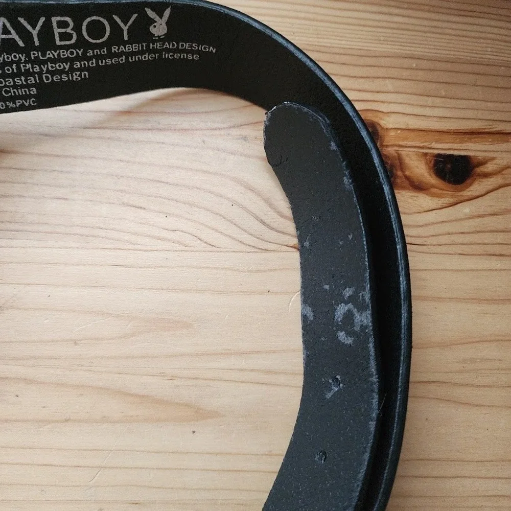 PLAYBOY Y2K‎ Black Belt Rhinestone Logo Buckle 2006 Size XL